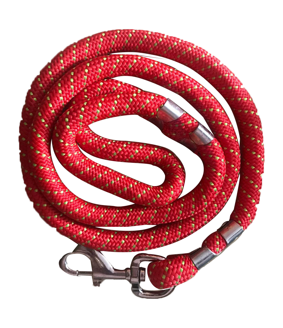 ROPE LEASH 18 MM-RED,BRASS HOOK