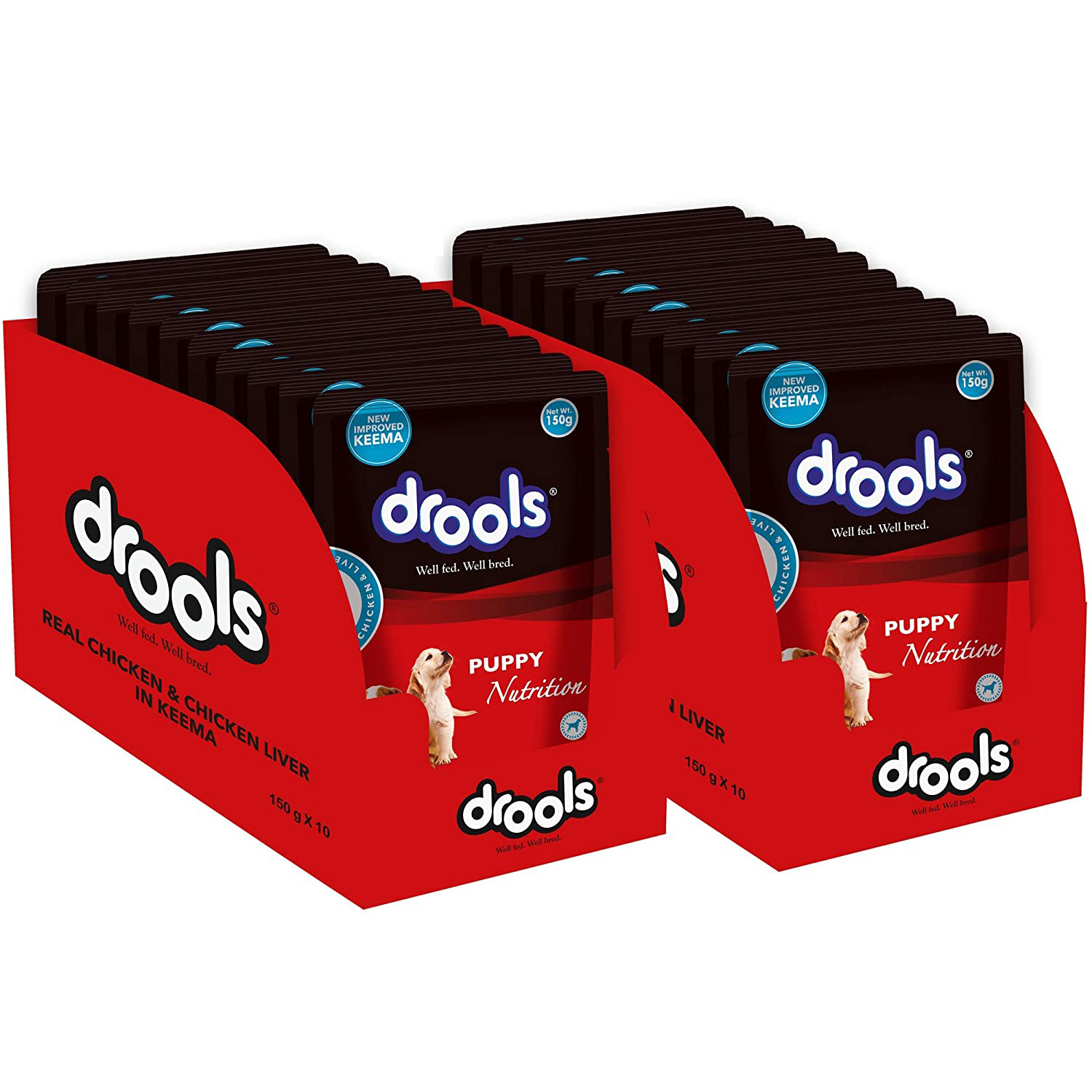 Drools Real Chicken and Liver Keema Puppy 150gms each (Pack of 24).
