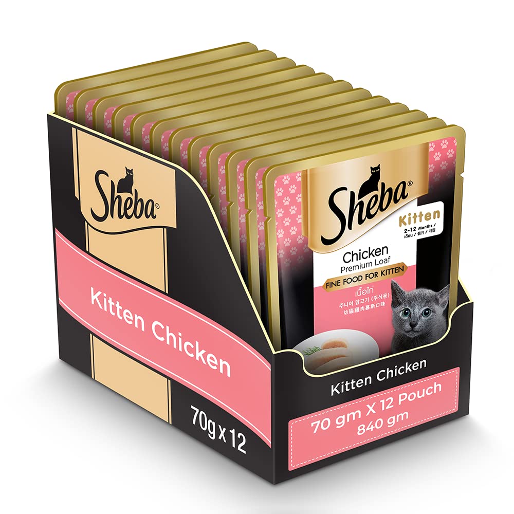 Sheba Chicken Premium Loaf Wet Kitten Food  70g (pack of 12)